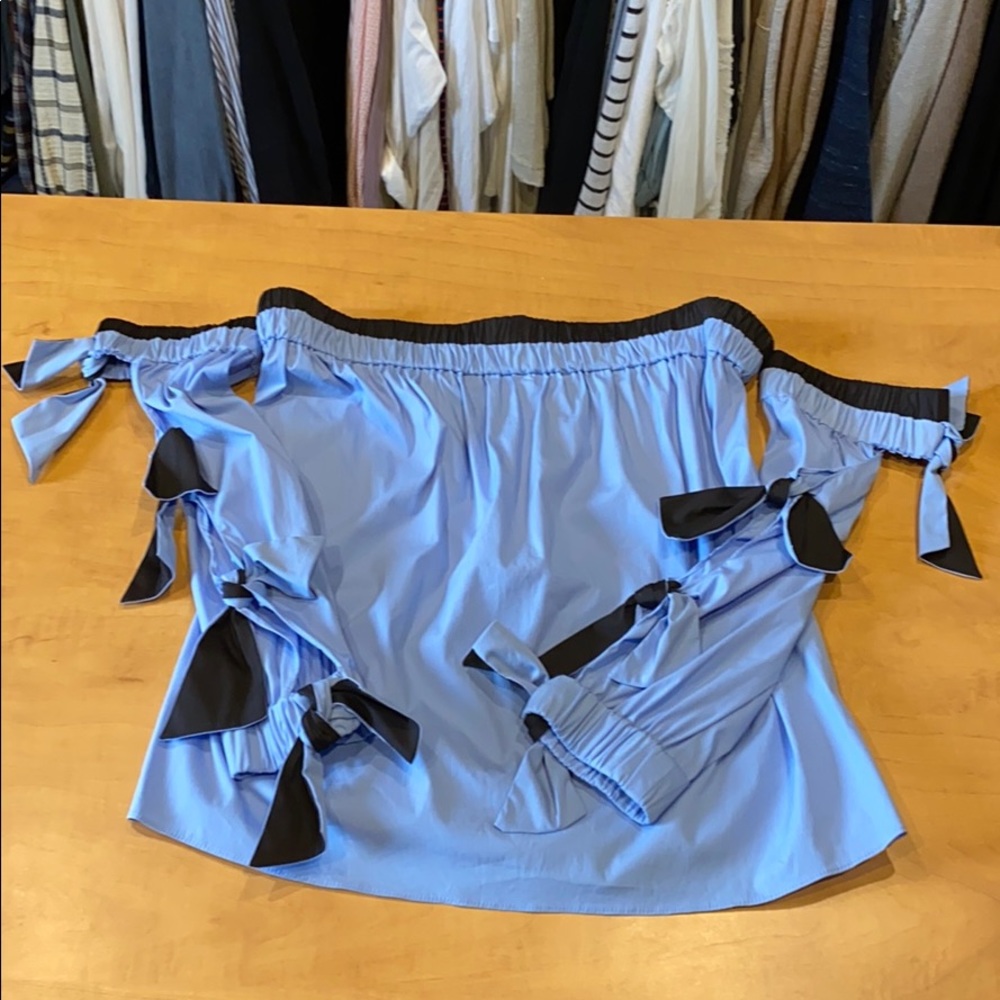 NWT Milly Blythe baby blue and navy blouse